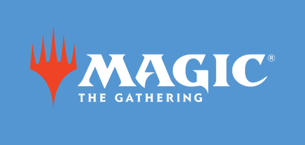 Magic The Gathering logo on blue background, collectible card game illustration, TCGHaven website feature.